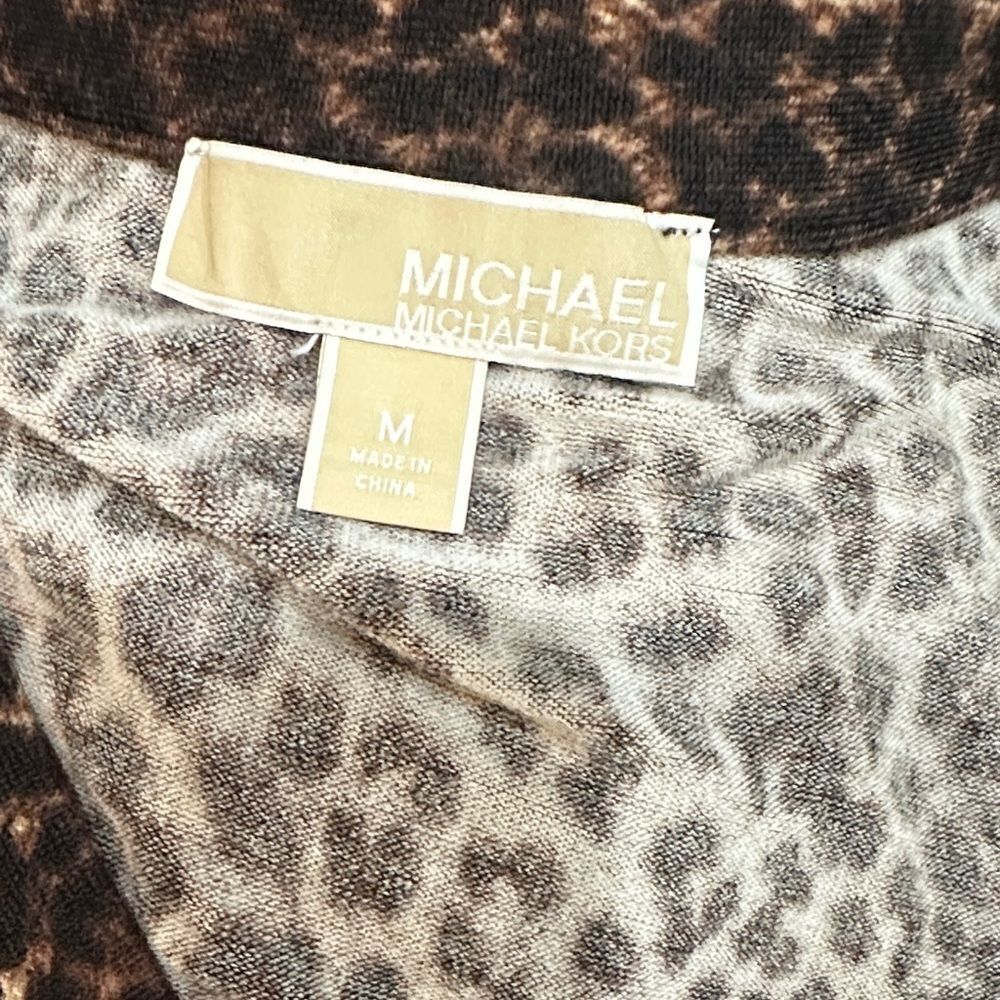 Michael Kors Leopard Print Button Down Cardigan w/Gold Buttons Size Medium - Picture 12 of 12